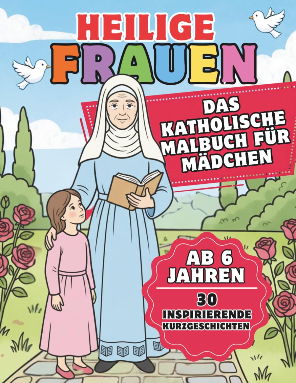 Heilige Frauen: Das katholische Malbuch für Mädchen: 30 inspirierende Kurzgeschichten und Ausmalbilder – Ein wertvolles christliches Geschenk ab 6 ... Erstkommunion, zum Geburtstag oder zu Ostern