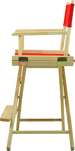 Miniatura 4 de Casual Home - Silla de director de 24 pulgadas, marco natural con lienzo rojo, altura de mostrador