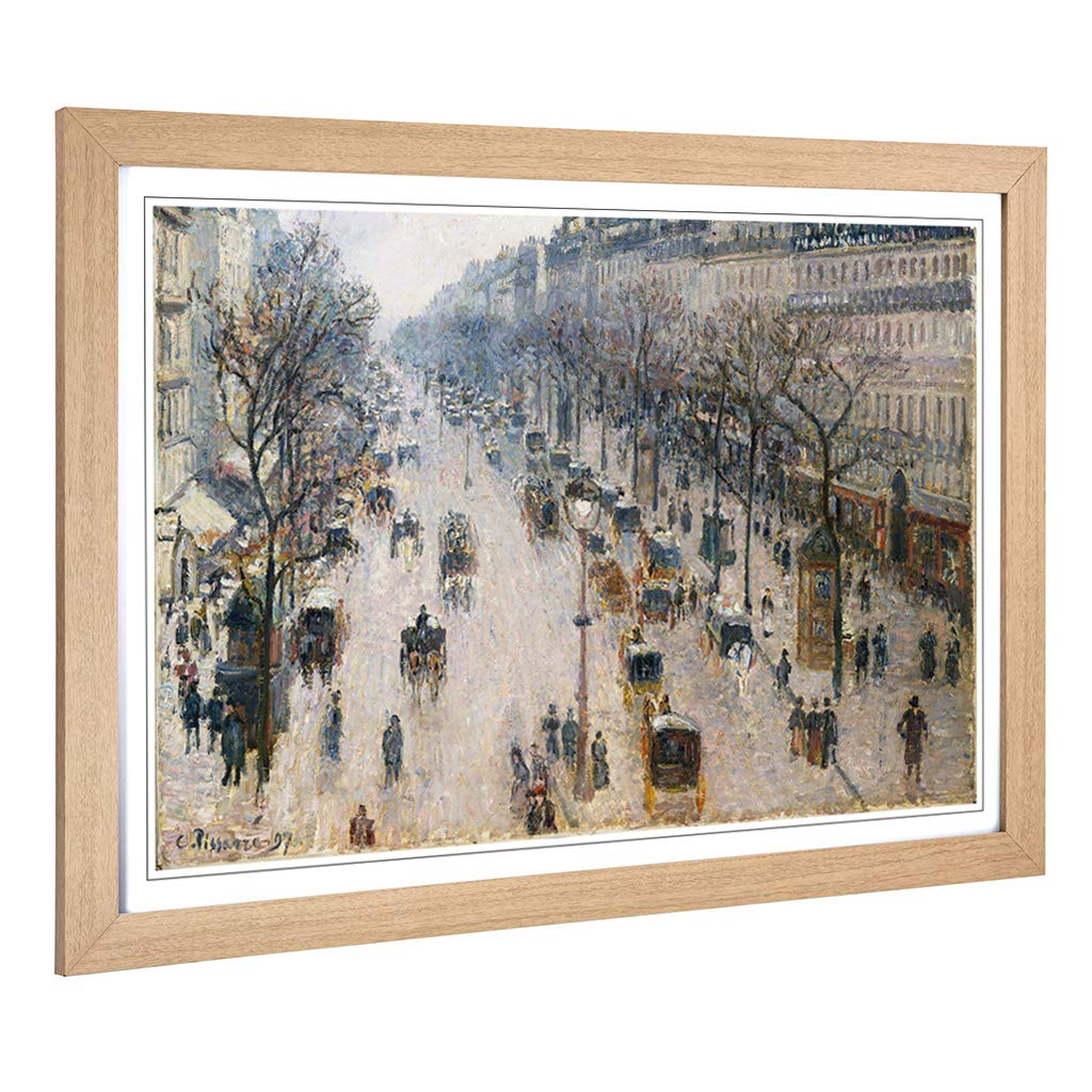 Big Box Art Framed Print of Camille Pissaro Boulevard Montmartre (2) Design | Wall Art Picture | Home Decor for Kitchen, Living Room, Bedroom, Hallway, Oak, A2 / 24.5x18 Inch / 62x45cm