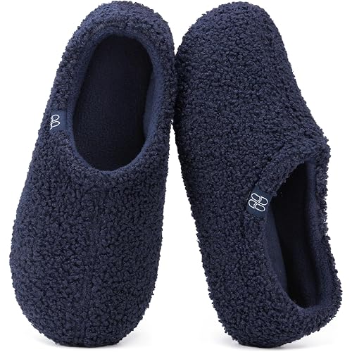 HomeTop Women's Fuzzy Curly Fur Memory Foam Loafer Slippers with Polar Fleece Lining