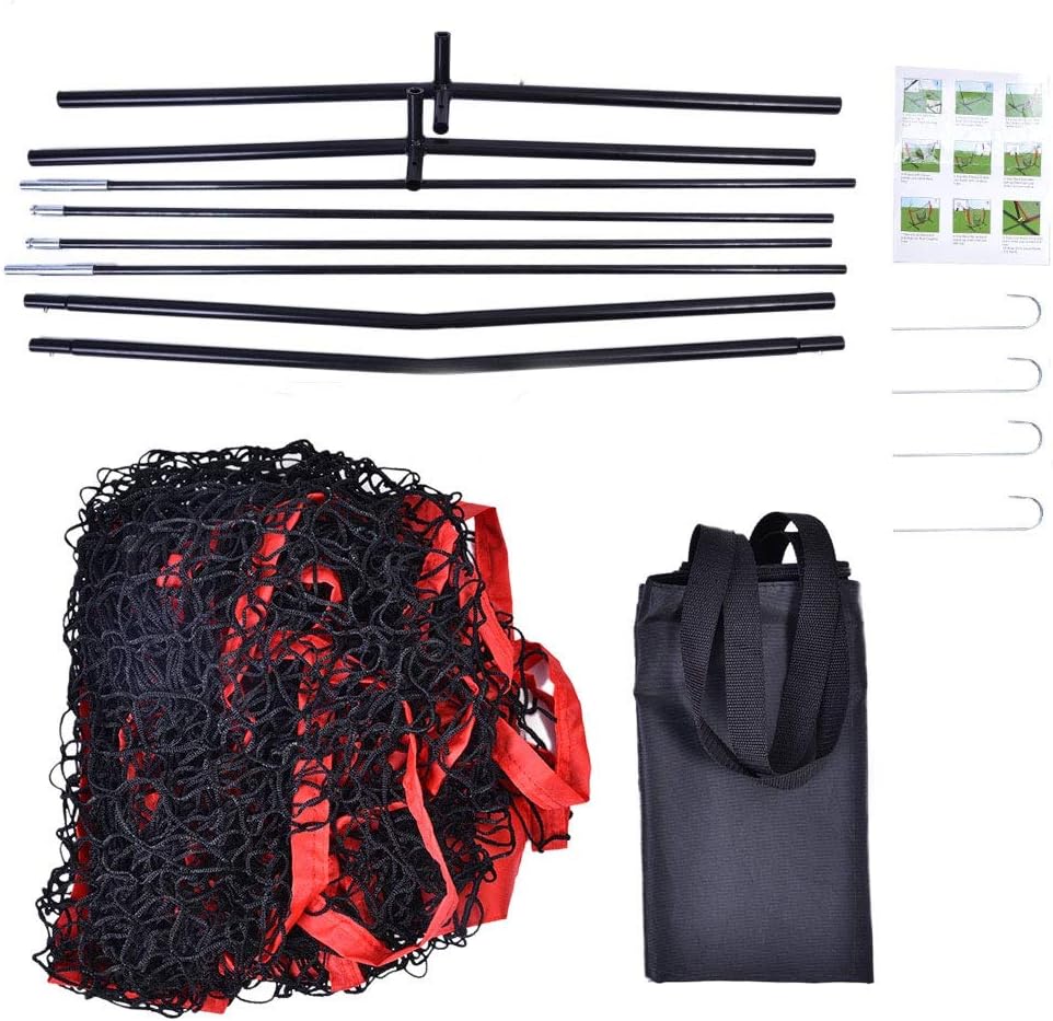 EVTSCAN 7' X 7' Baseball & Softball Practice Hitting & Pitching Net with Bow Frame, Carry Bag and Bonus Strike Zone, Great for All Skill Levels, Regulation