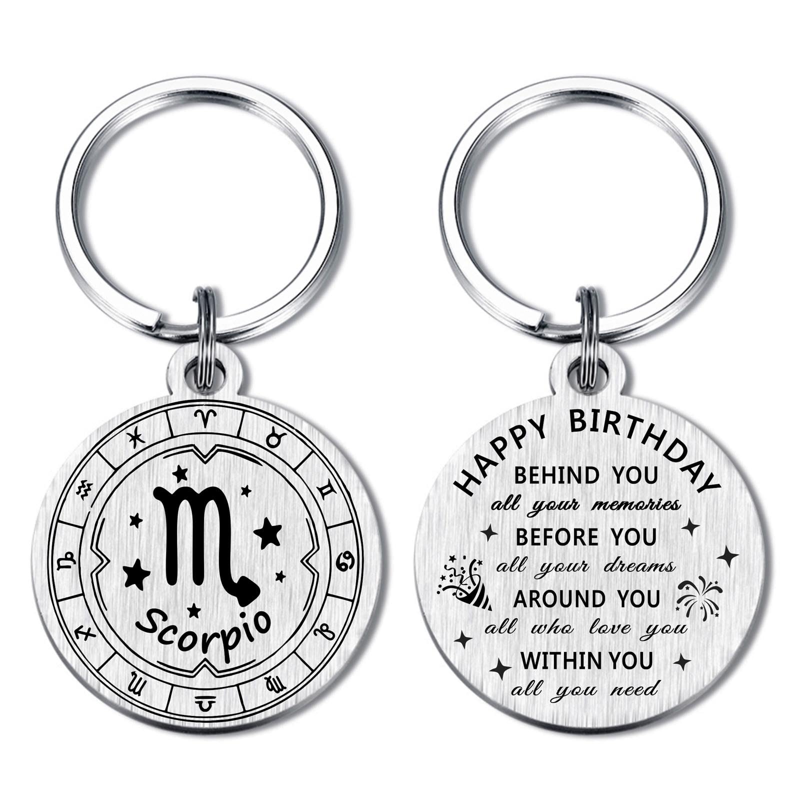 Alotozo Zodiac Keychain - 12 Constellations Birthday Gifts for Men Women - Virgo Libra Scorpio Sagittarius Bday Keyring
