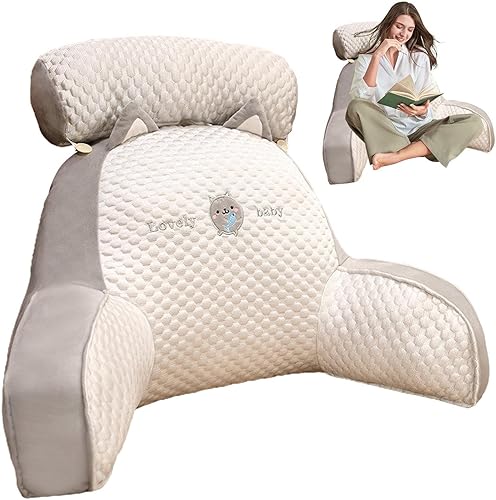 Miniatura 8 de Shakven Almohada de lectura con rollo de cuello desmontable, 2 en 1 almohada de apoyo lumbar para el embarazo, almohada de lectura en silla de