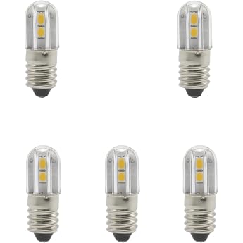 GutReise E10 LED Light Bulb, Pack of 5 12 V Warm White Bulb 1 W 100 LM 3000 K, Miniature Screws Replacement Bulbs (Warm White