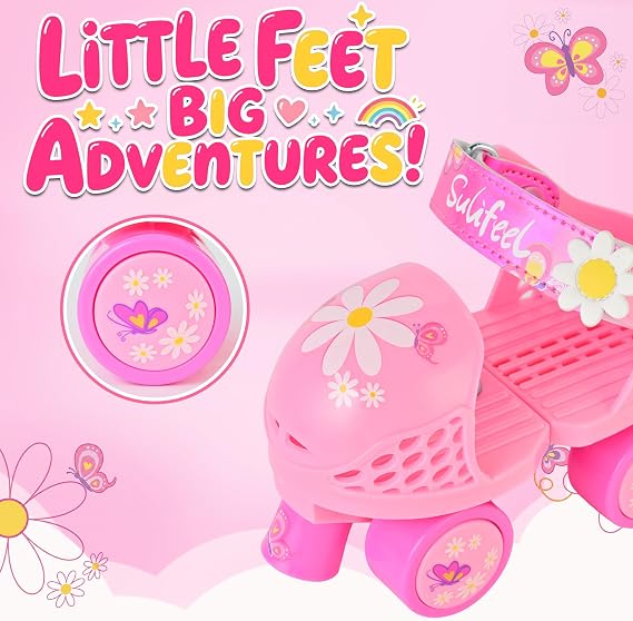 SULIFEEL Kids Adjustable Quad Roller Skates for Girls and Boys