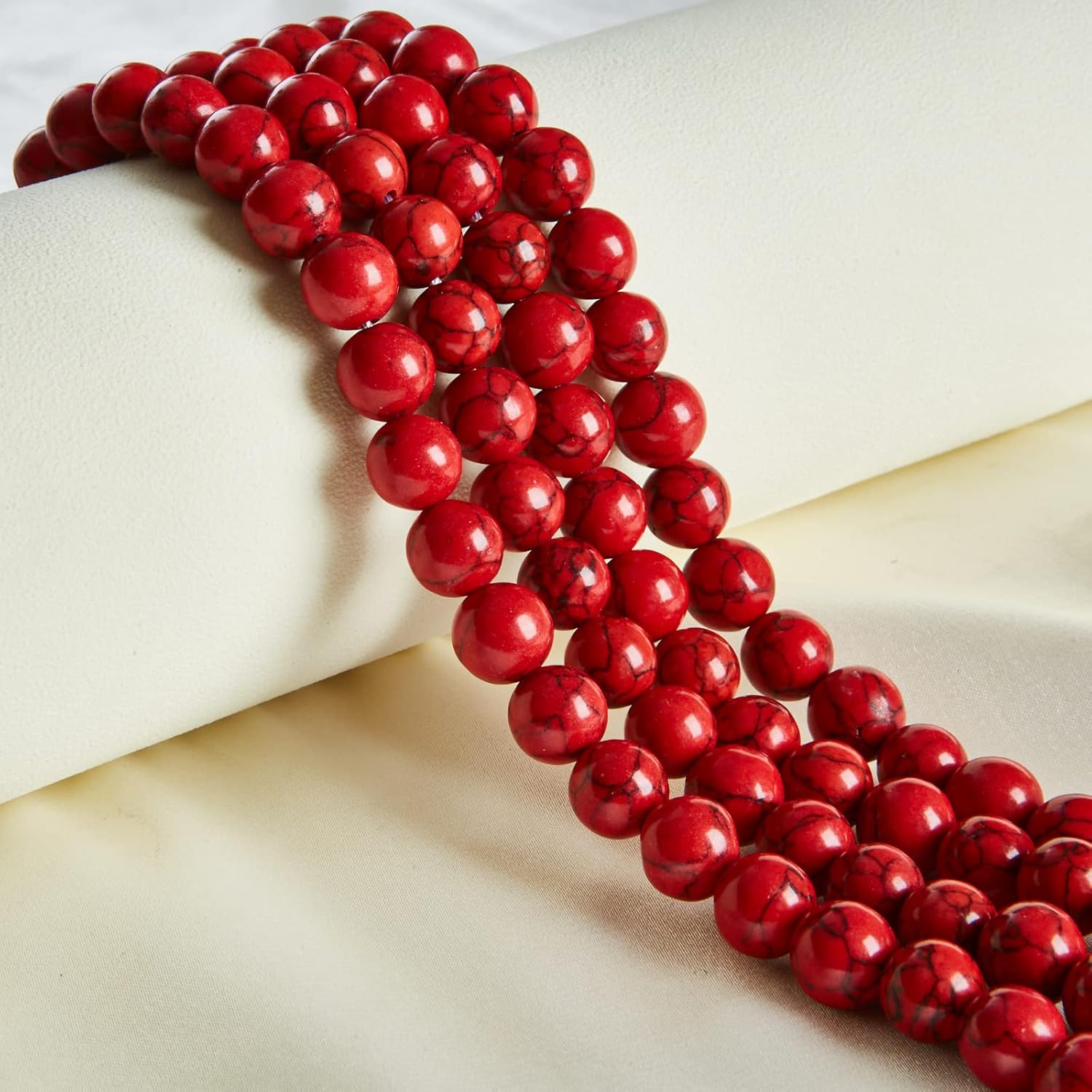 150pcs 8mm Red Turquoise Beads Natural Gemstone Beads Round Loose Beads for Jewelry Making - Image 6