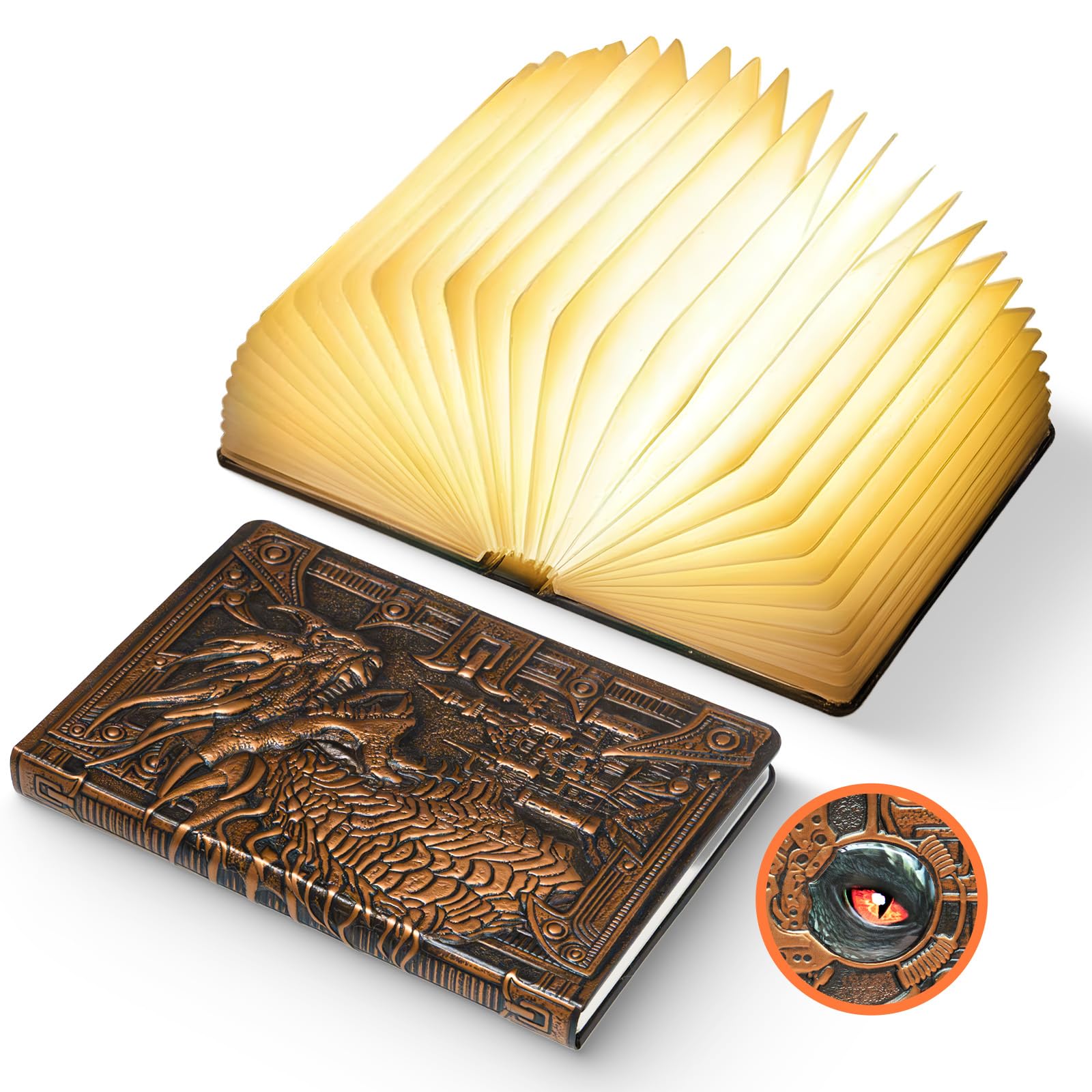 UME Lámpara de libro de dragón, luz nocturna de dragón, regalo portátil para amantes de los libros para Navidad, cumpleaños, decoración del hogar, 3 colores