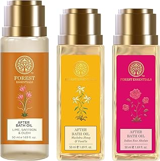 Forest Essentials After Bath Oil Set - Lime Saffron Oudh + Mashobra Honey Vanilla + Indian Rose Absolute | Ayurvedic | For...
