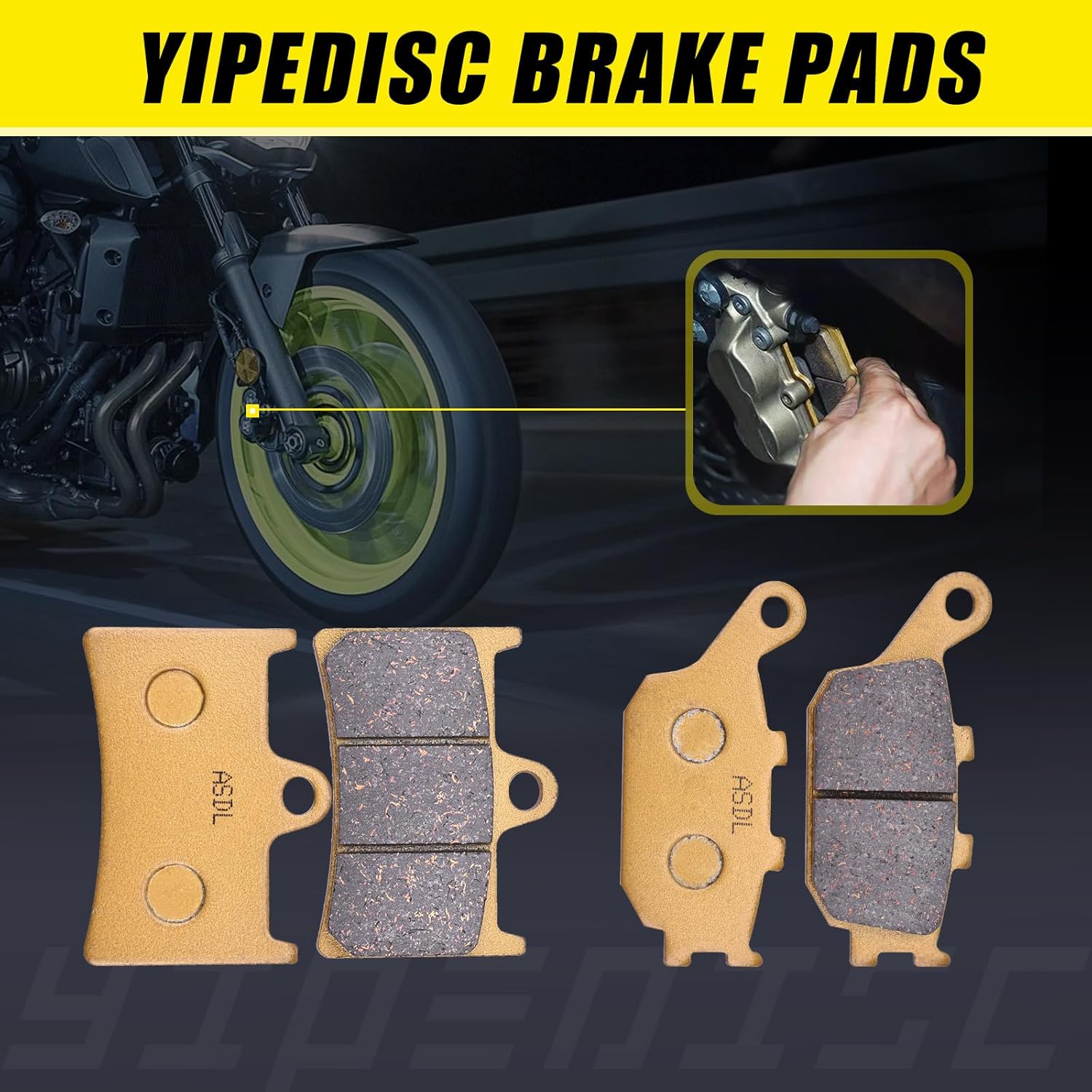 Brake Pads Kit Ceramic Fit for Yamaha MT-07 2014-2021 MT-09 2017-2021 Tracer 900 2015-2021 Tracer 700 MT-10 XSR900 2016-2020 GT 2019-2021 XSR700 2016-2021 Fazer8 FZ8 FZ1-Fazer YZF-R6