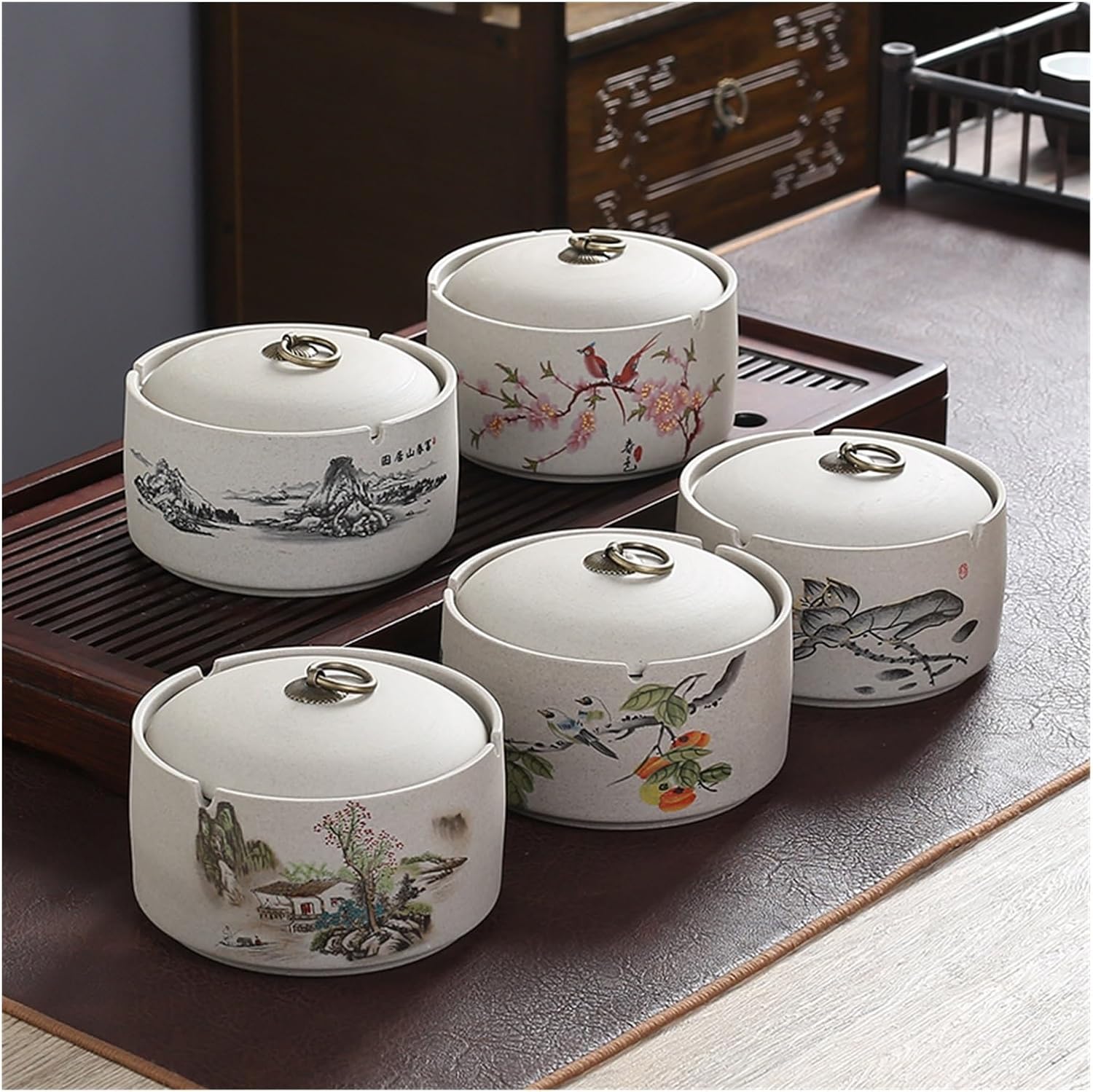 灰皿 蓋付き灰皿 屋外灰皿 パーフェクトアウトドア 防風灰皿 アウトドア セラミック灰皿 ホームオフィス装飾 ホーム灰皿 (カラー: