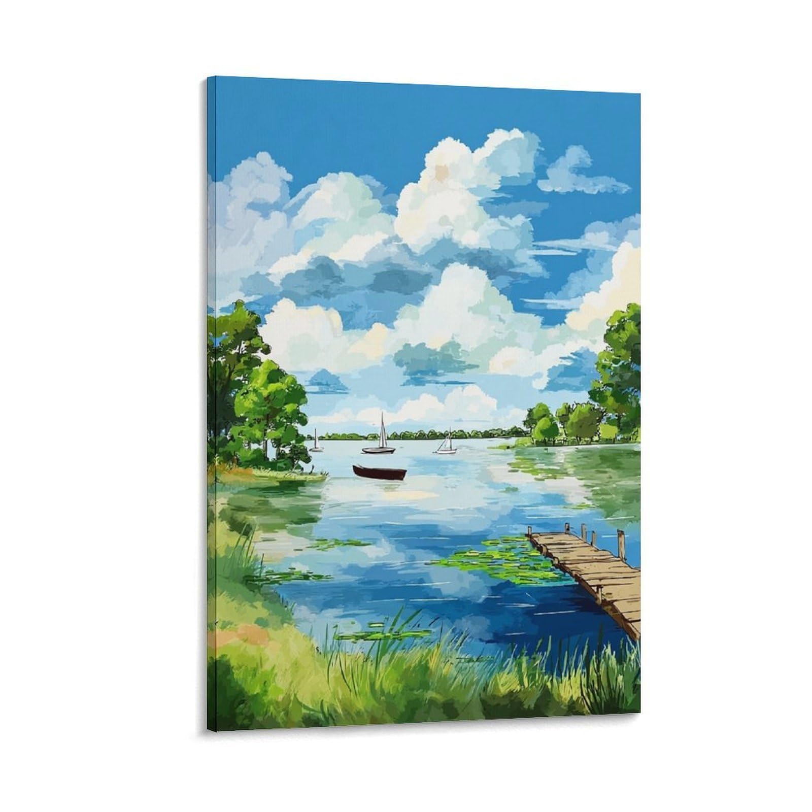 Lake Conroe Posters 20x30inch(50x75cm) Vintage Watercolor Canvas Art