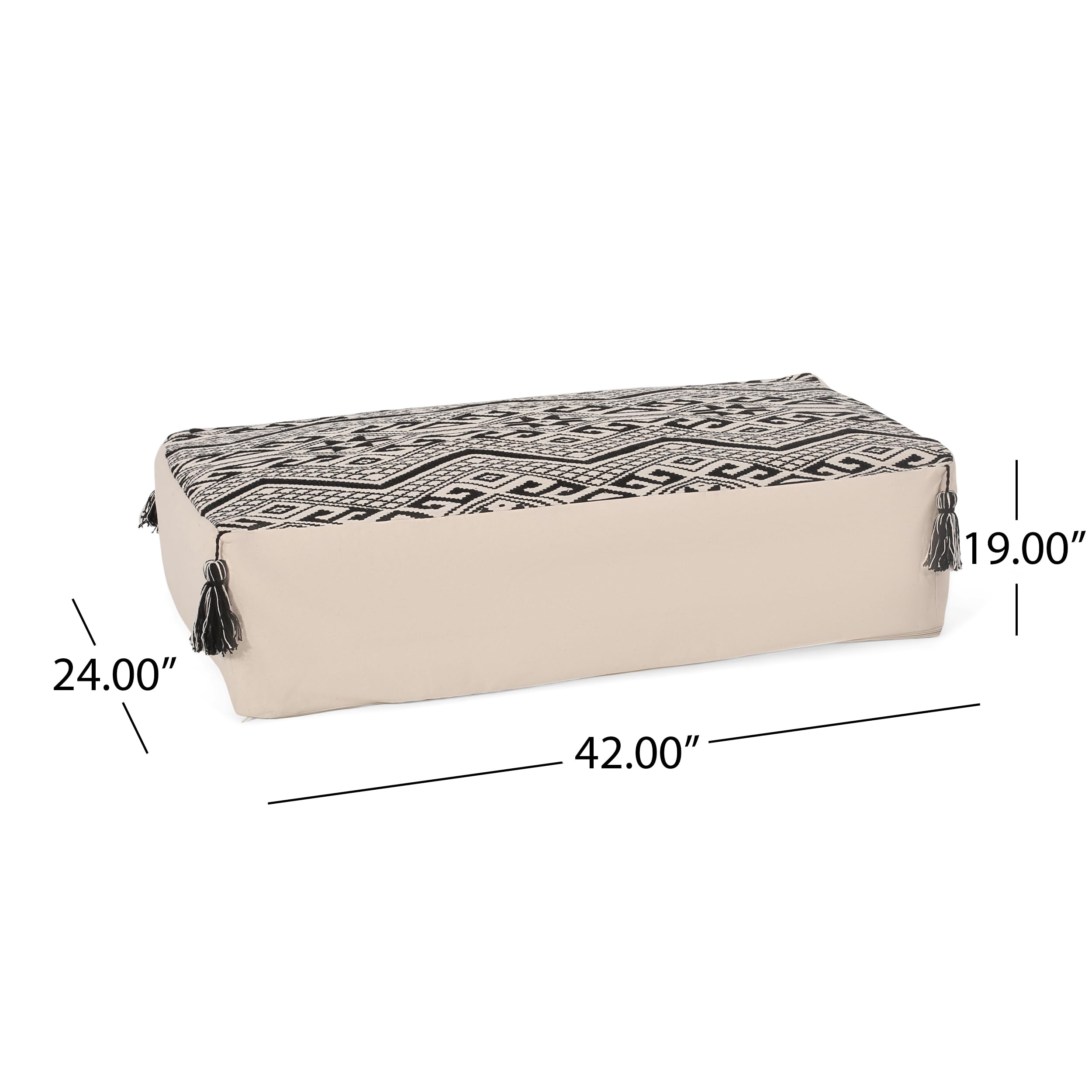 HXUHUWS Kiki Rectangular Pouf for Living Room, Ottoman & Floor Cushion, Natural Black Fabric