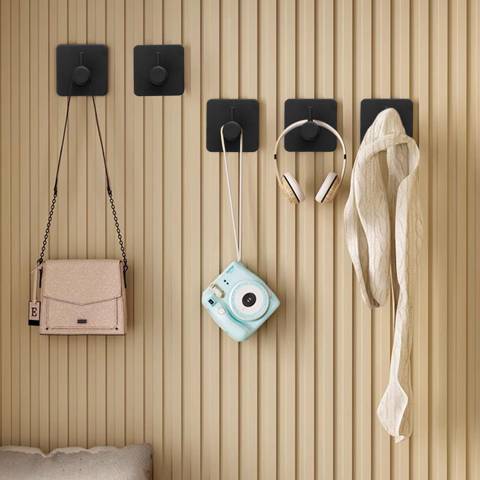 Appendiabiti Da Parete, Appendi Accappatoio Bagno, Ganci Adesivi Bagno, Appendini Adesivi, Gancio Adesivo, Adatti Per Bagni, WC, Cucine E Camere Da Letto, Nero (8 Pezzi)