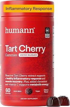 HumanN Tart Cherry Gummies + Chromium, Vitamin C, Zero Sugar, 60 ct | Uric Acid, Immune, Inflammation Support, Muscle Recovery, NSF Certified for Sport, Non-GMO, For Adults, Made in USA