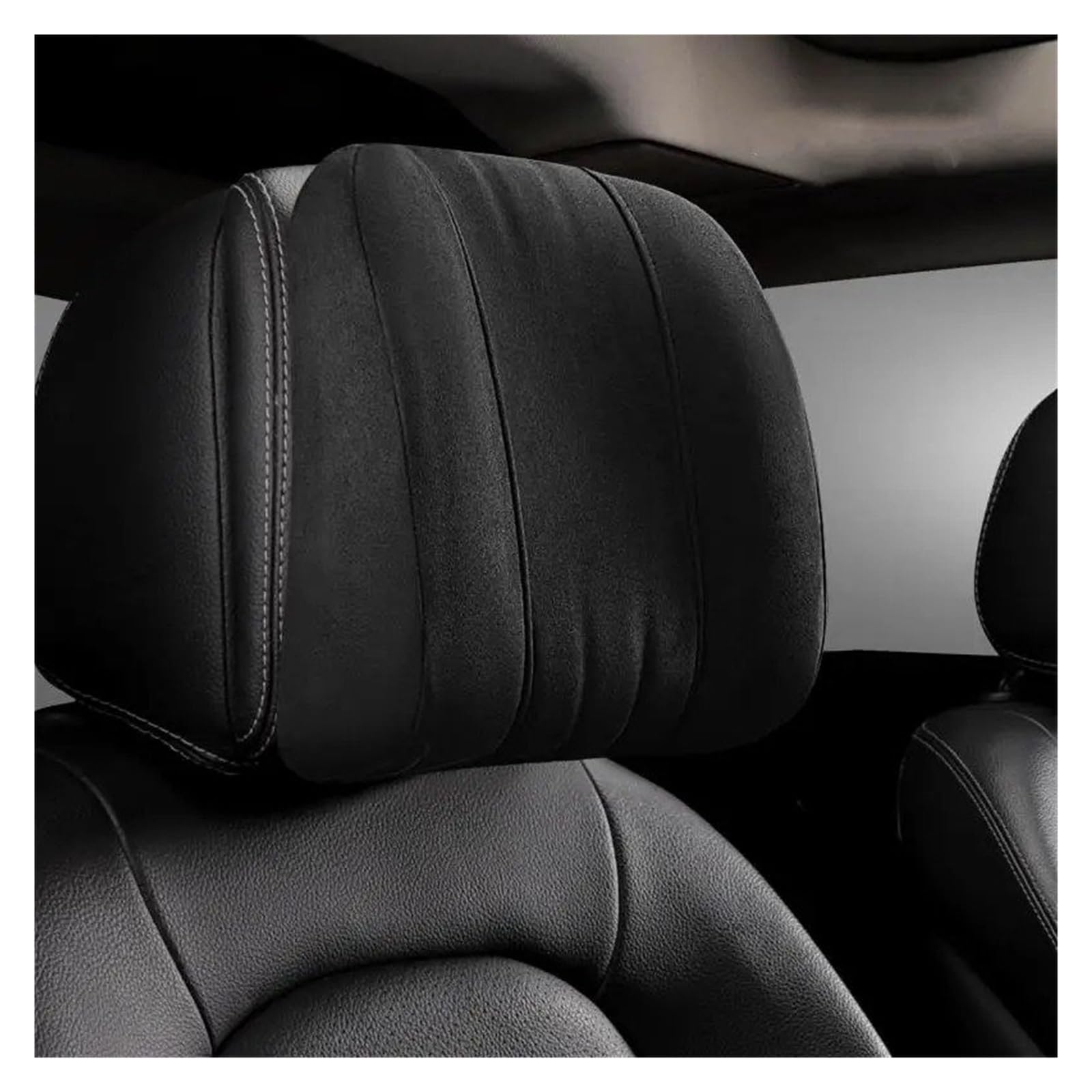 WINVOX Interior Accessories Memory Foam Headrest Lumbar Support With Suede Fabric For Cervical/lumbar S-level Support Seat Covers(Black headrest)