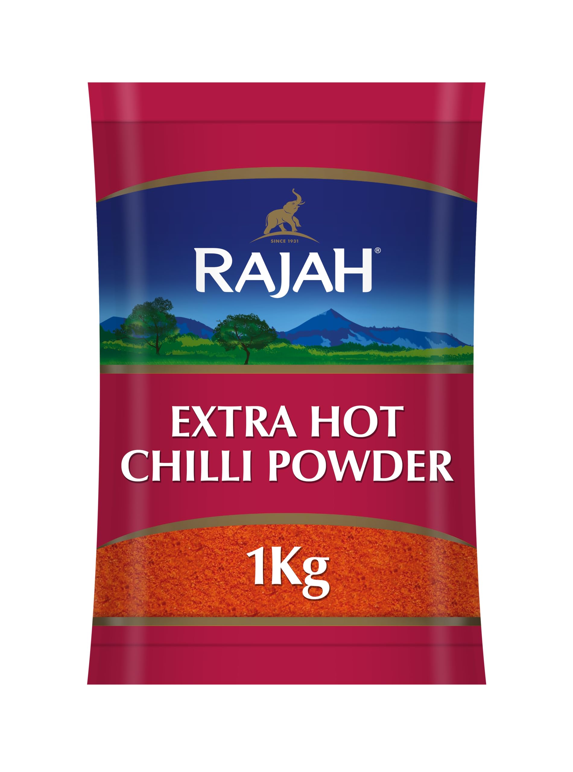 Rajah Spices Extra Hot Chilli Powder 1KG | Chilli Powder | Chili Powder | Spicy Chili | Spicey Chilli | Indian Curry | Chilli Madras | Chilli Powder | (1kg)