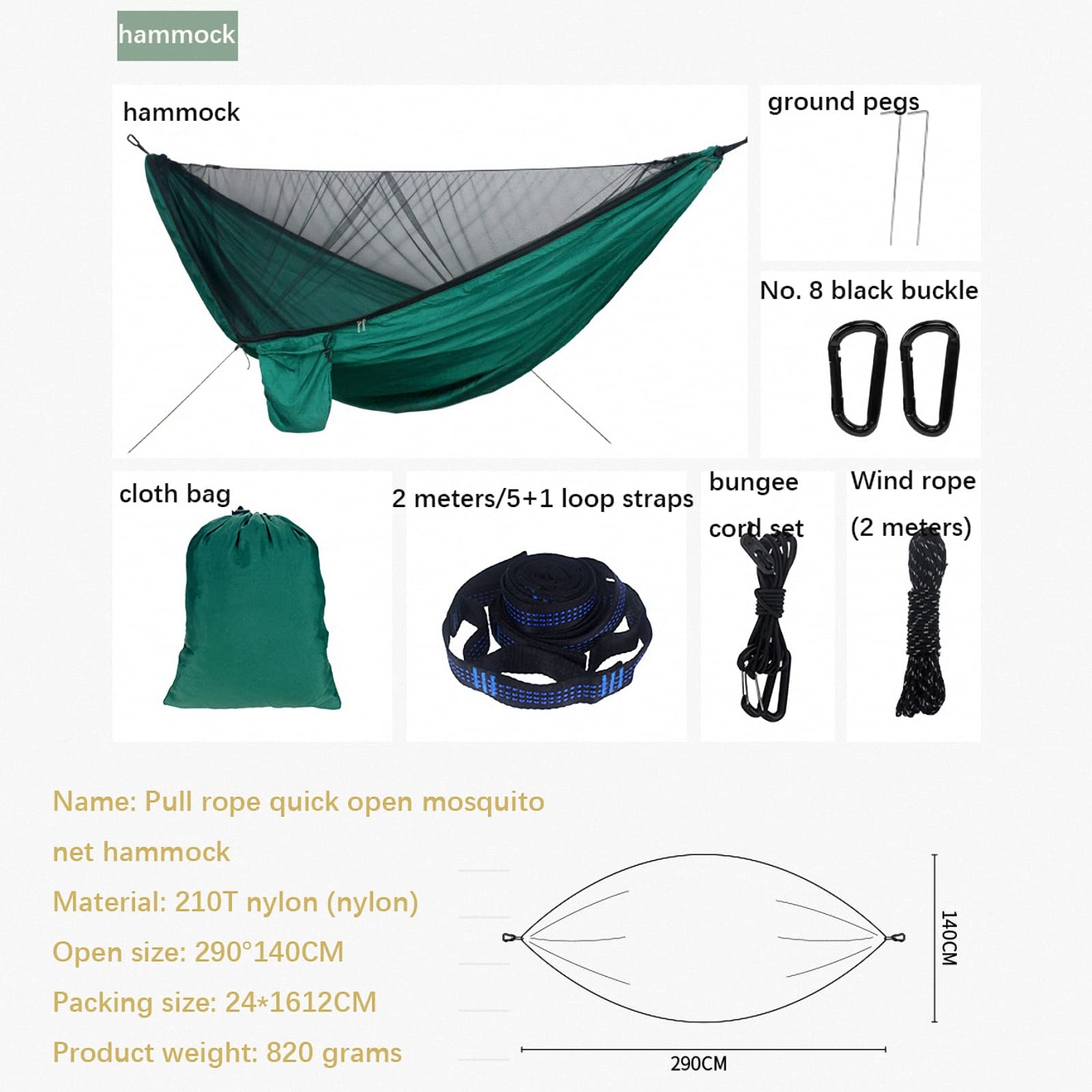 Amaca da Campeggio con zanzariera+Set baldacchino,Amaca Portatile Esterno ad Apertura Rapida,tettuccio Parasole a Prova di Pioggia, per Picnic,Viaggi,Escursioni,Trekking