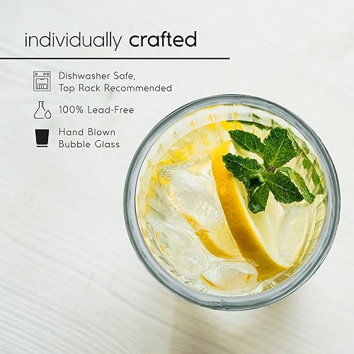 Miniatura 4 de Vasos transparentes de té helado altos de 20 onzas (juego de 6), cristalería mexicana soplada a mano, vasos de vidrio reciclado, sin plomo, vasos de