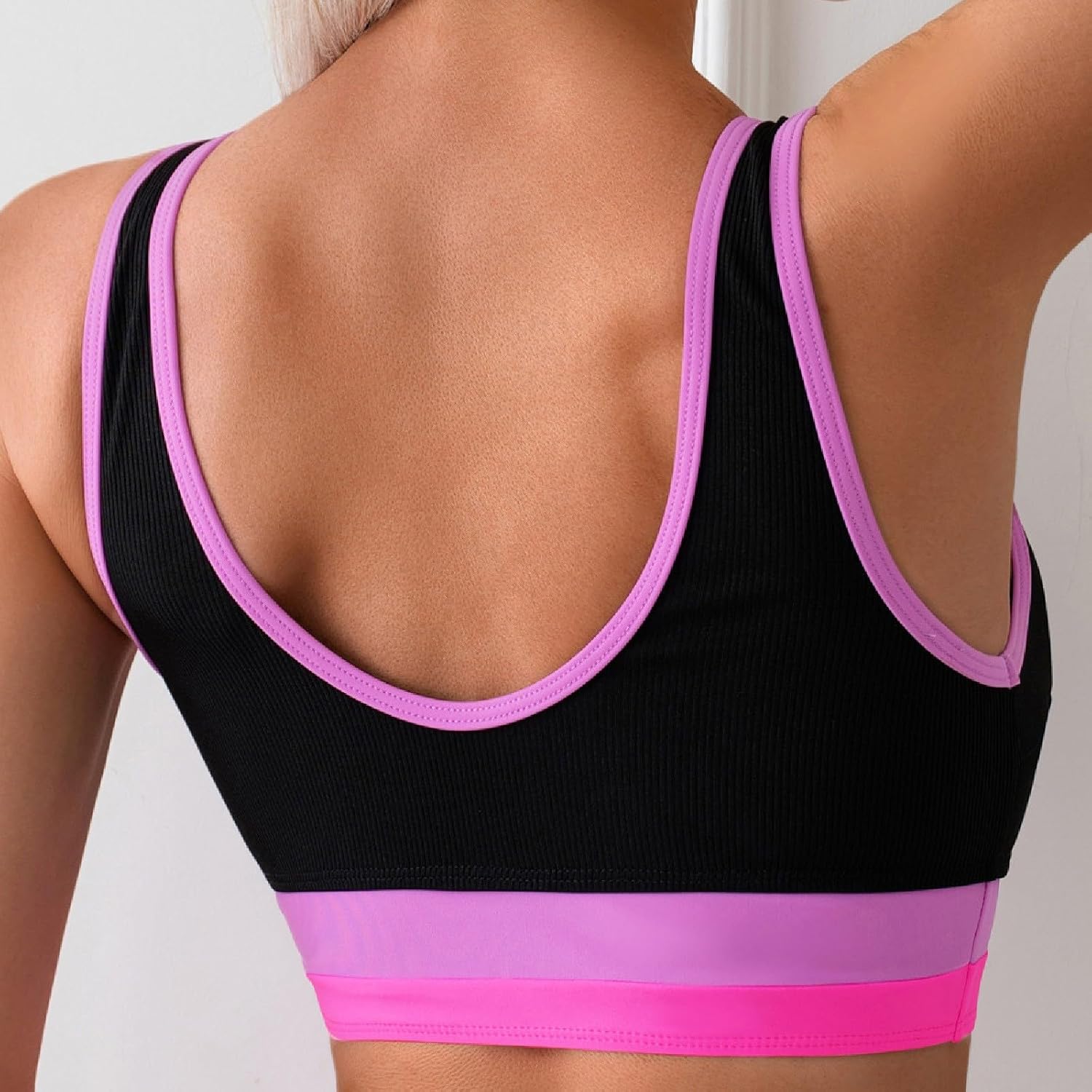 FZYLQY Two Piece Swimsuit for Women 2026 High Waisted Bikini Sets Sporty Ribbed Color Block Bathing Suit for Beach Party