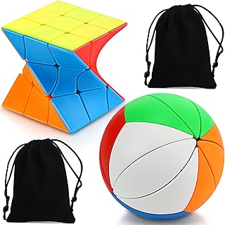 2 Packs Weird Twist Puzzle Cubes Ivy Cube Stickerless Ball Cube Mini Fidget Twisting Cube Toy Cubes Puzzles Sturdy for Games Beginners and Skilled Person Christmas Favor, 2 Styles