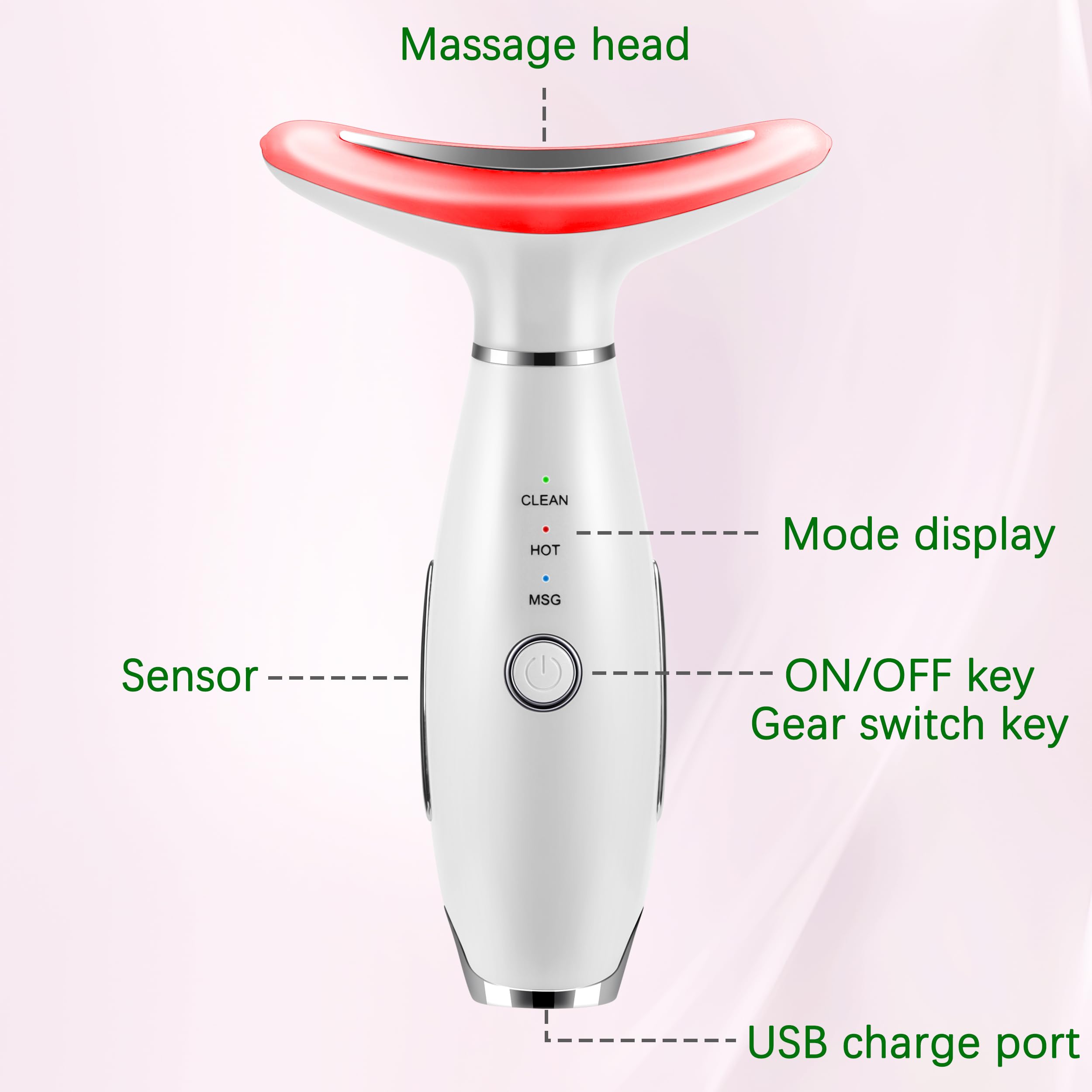 Terapia de luz roja 7 en 1 para cara y cuello, masajeador facial y cuello para rutina diaria de cuidado de la piel 4