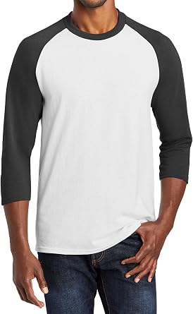 Jnriver Core Blend Heavy Cotton 3/4-Sleeve Raglan Tee - Casual Mens Jersey Baseball Shirt