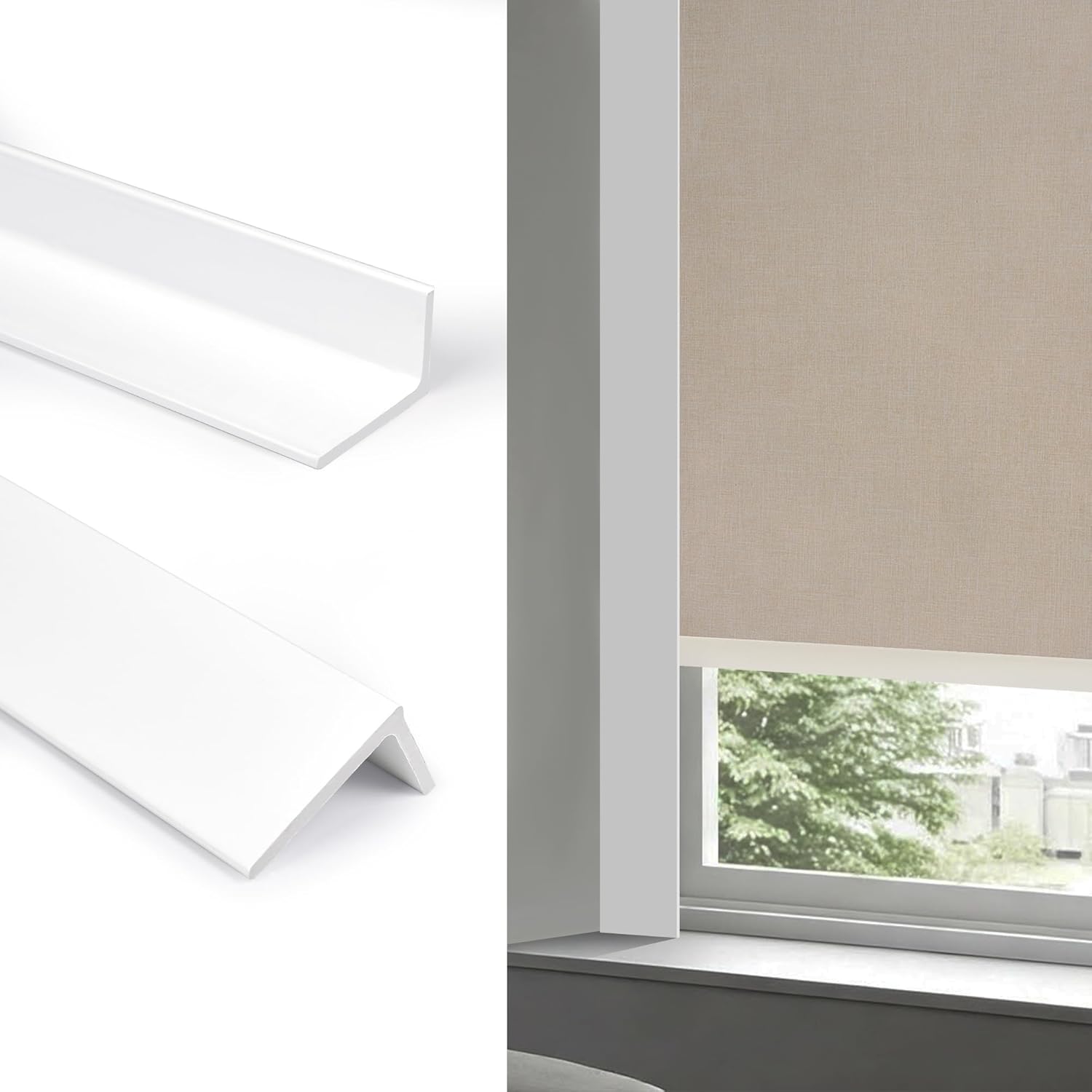 LazBlinds Light Blockers, Suitable for Roller Shades, Zebra Blinds, and Blinds Side Edge Light Blockers, Easy to Install and Cuttable Blocking Panels, White, 58", 2Pcs White 58" L