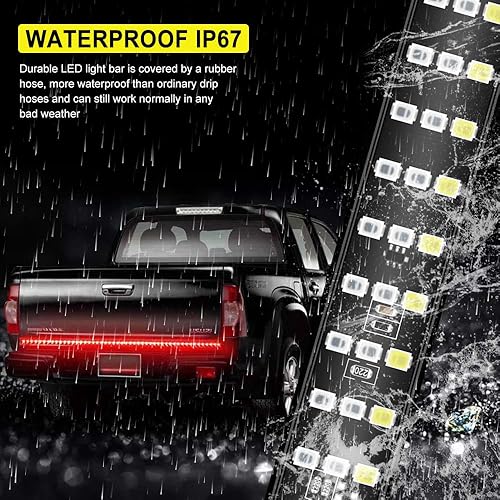 Miniatura 4 de Teguangmei Barra de luz trasera de camión de 48 pulgadas, tira de luz trasera de camión de triple fila LED súper brillante rojoblancoámbar para