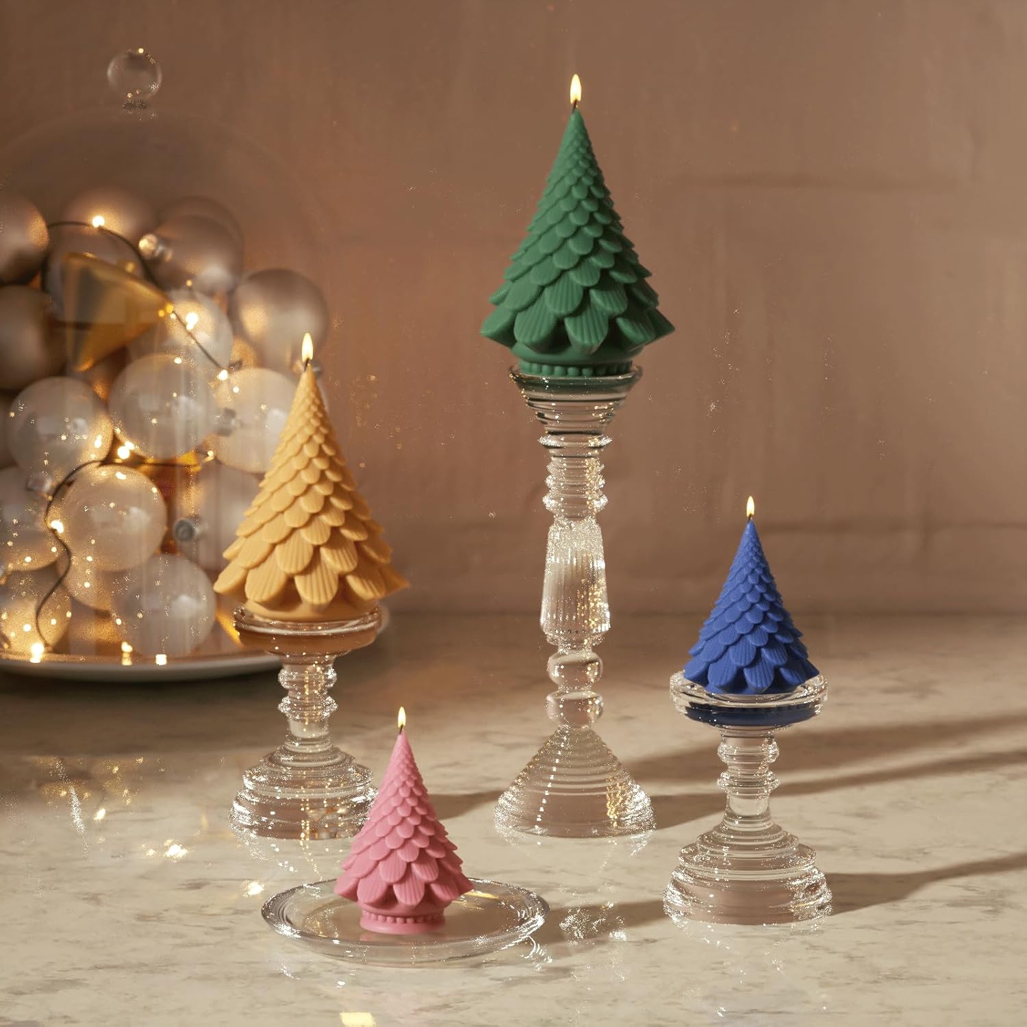 BOOWAN NICOLE Pinecone Christmas Tree Candle Silicone Mold for Candle Making, DIY Home Decoration Gift for Christmas