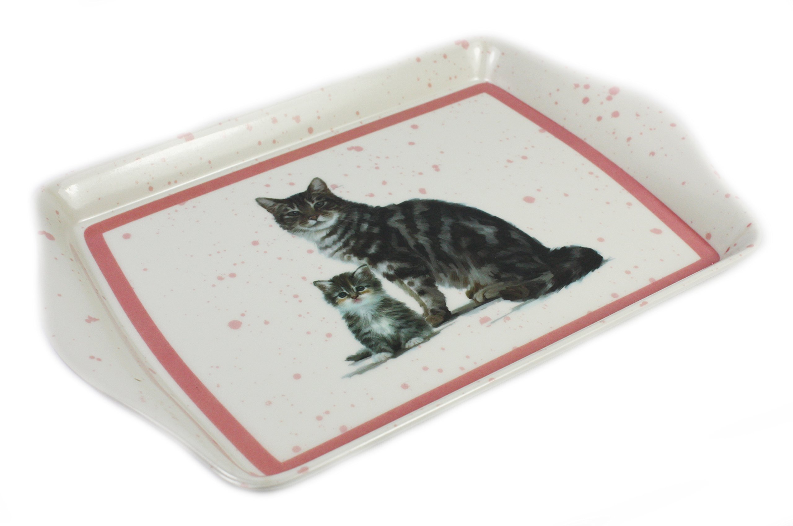 Macneil White Cat And Kitten Snack Tray (Tabby)