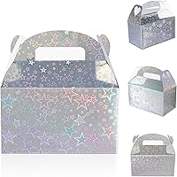 Vista 1 de Naleyber Caja de regalo de fiesta de estrellas iridiscentes, 24 cajas holográficas a dos aguas para dulces, regalos de dulces, cajas brillantes