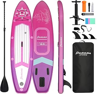Panana Aufblasbares Stand Up Paddle Board mit Premium SUP Board Zubehör, Surfbrett Surfing Board Kit, Verstellbares Paddel, Hand Ultra-Leicht, Rutschfestes Deck