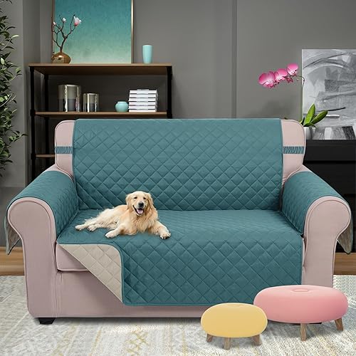 Miniatura 2 de U-NICE HOME Funda de sofá de 2 plazas, reversible, con correas elásticas, resistente al agua, para proteger los muebles contra perros (sofá biplaza