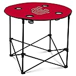 Logo Brands NCAA Utah Utes Round Tailgating Table - Portable with Foldable Legs, 4 Cup Holders, Powder-Coated Steel, and 27.6 Surface Diameter, Team Color