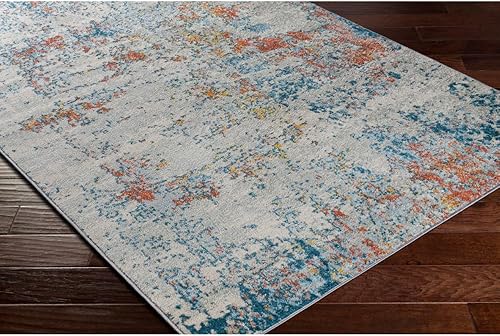 Vista 22 de Artistic Weavers Arti - Alfombra abstracta moderna de 5 pies, 3 pulgadas, Redonda, Aguamarina/coral Agua / coral