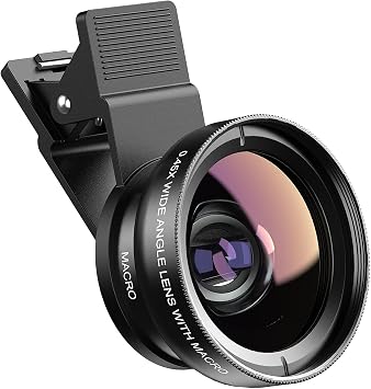 Phone Camera Lens 2 in 1 Phone Lens Kit, 0.45 Super Wide Angle Lens 15x Macro Lens, Wide Compatibility with Popular Smartphones, Tablets and Laptops of Various Brands