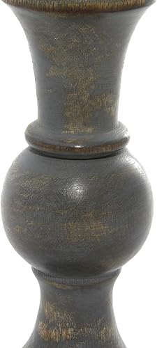 Miniatura 2 de Deco 79 Portavelas decorativo de madera, juego de 3 candelabros de 6 pulgadas, 8 pulgadas, 10 pulgadas de alto, gris oscuro