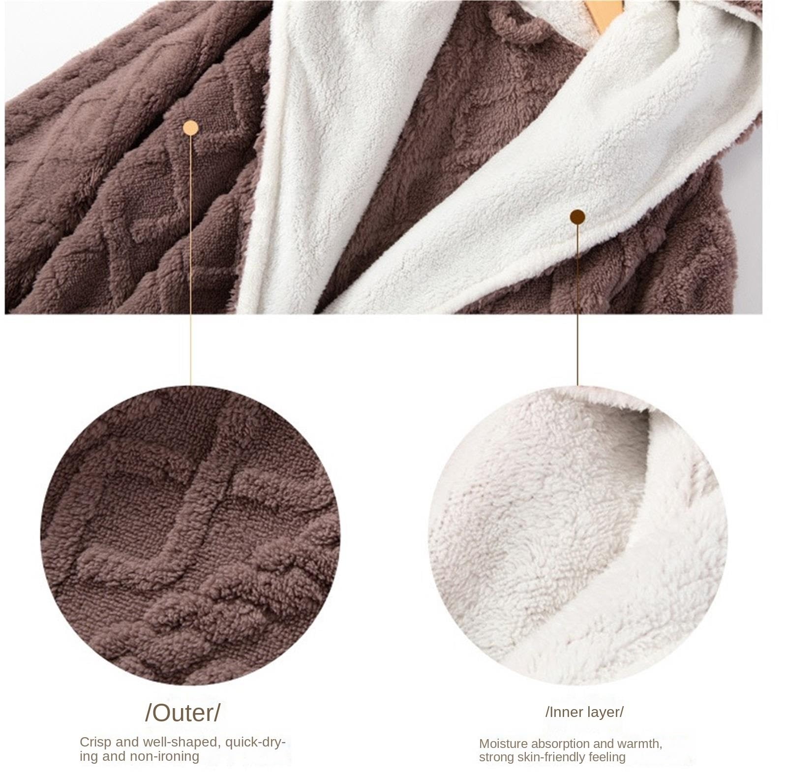 Bata de Casa Bata Gruesa De Forro Polar, Baño Larga Felpa Con Bolsillos, Albornoces Suaves Y Cálidos, Unisex Bathrobe