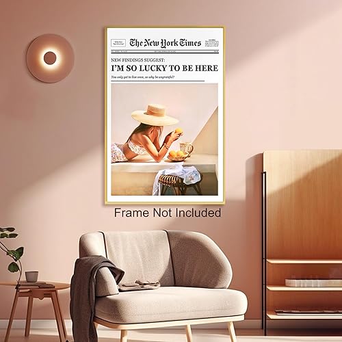 Miniatura 5 de Trendy Lienzo decorativo para pared de sala de estar, póster de periódico The New York, divertidos carteles de playa con chicas calientes, arte de