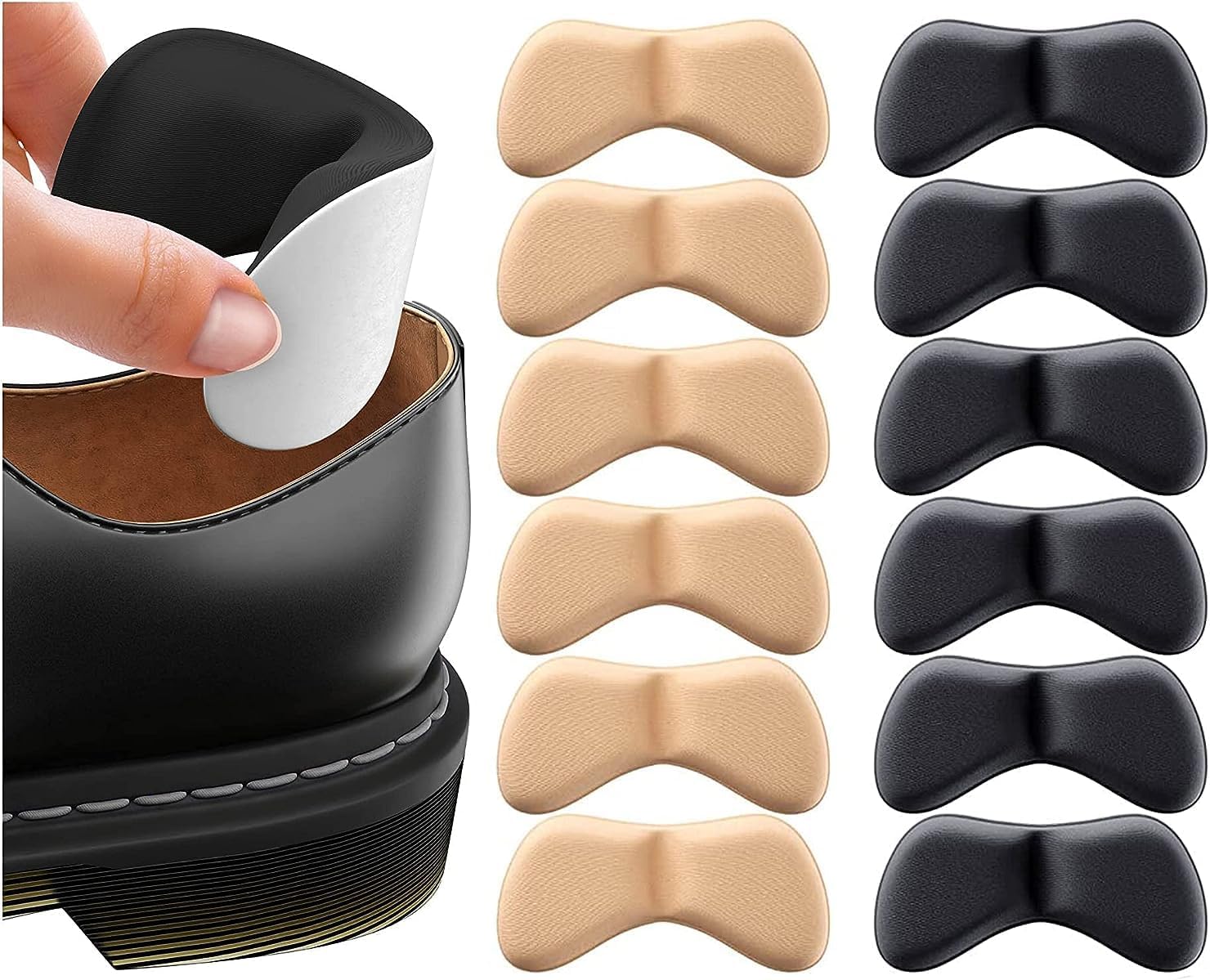 CareTick Heel Grip Liners Heel Protector (12 Pcs) Heel Cushion Pads for Loose Shoes, Self-Adhesive Heel Liners, Improved inner Sole Preventing Heel Slipping & Blisters (MHP-12)