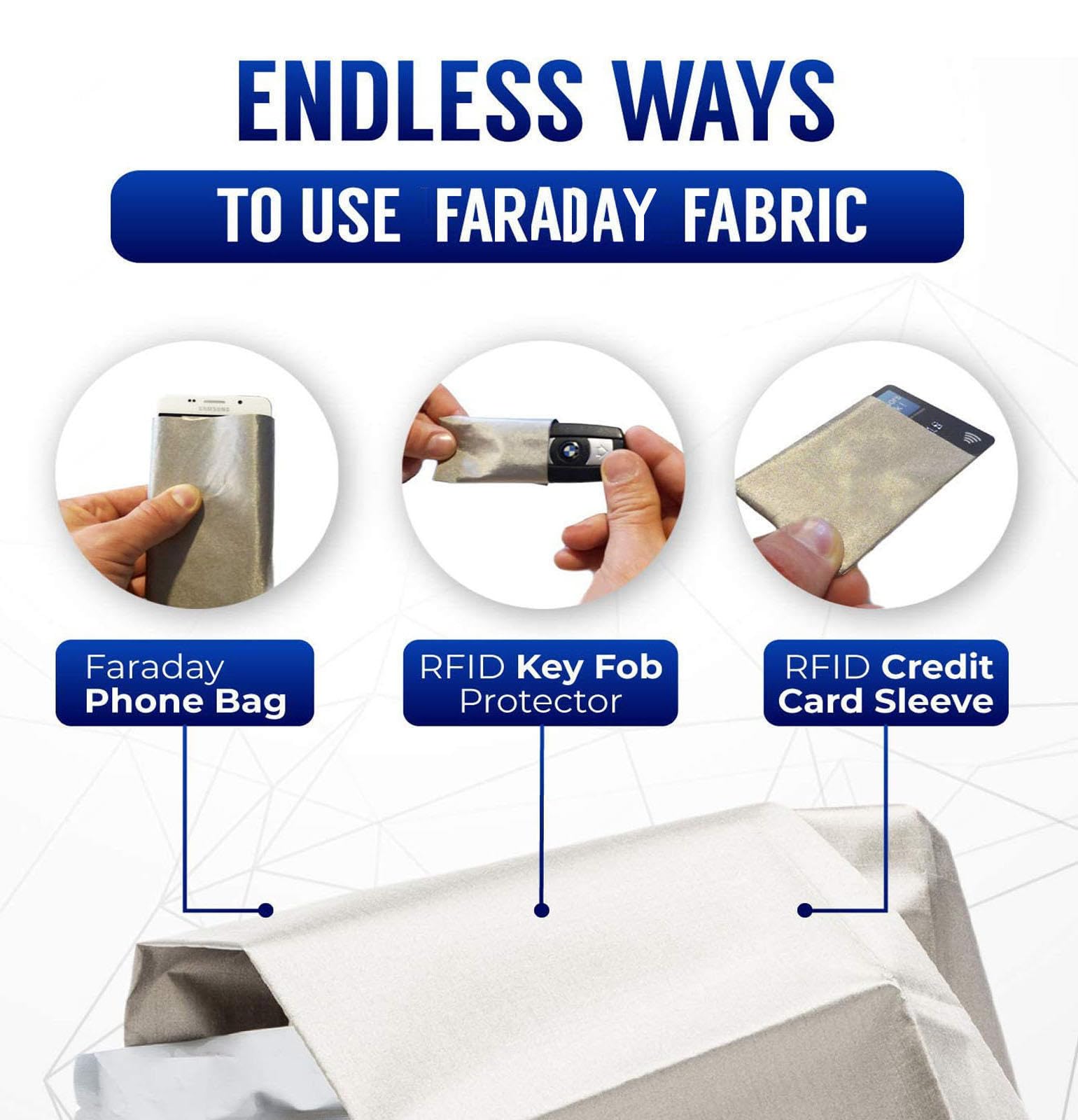 Faraday-Stoff – Kupfernickelbeschichtetes Abschirmtuch – 110 Cm Breit, 3,0 M – Für EMF/RFID/Strahlenschutz