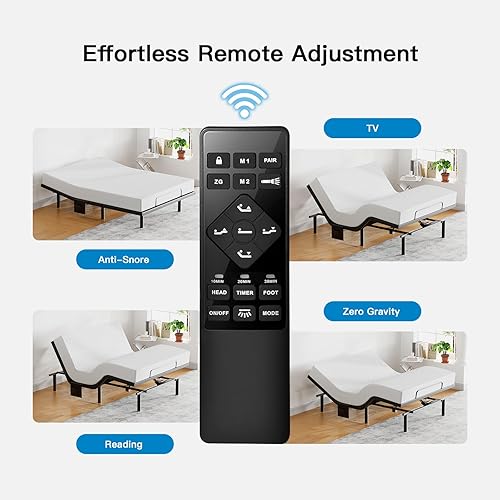 Miniatura 4 de Pipishell - Base de cama ajustable tamaño Queen con masaje, base de cama eléctrica con inclinación de la cabecera y las patas, puertos USB-A y