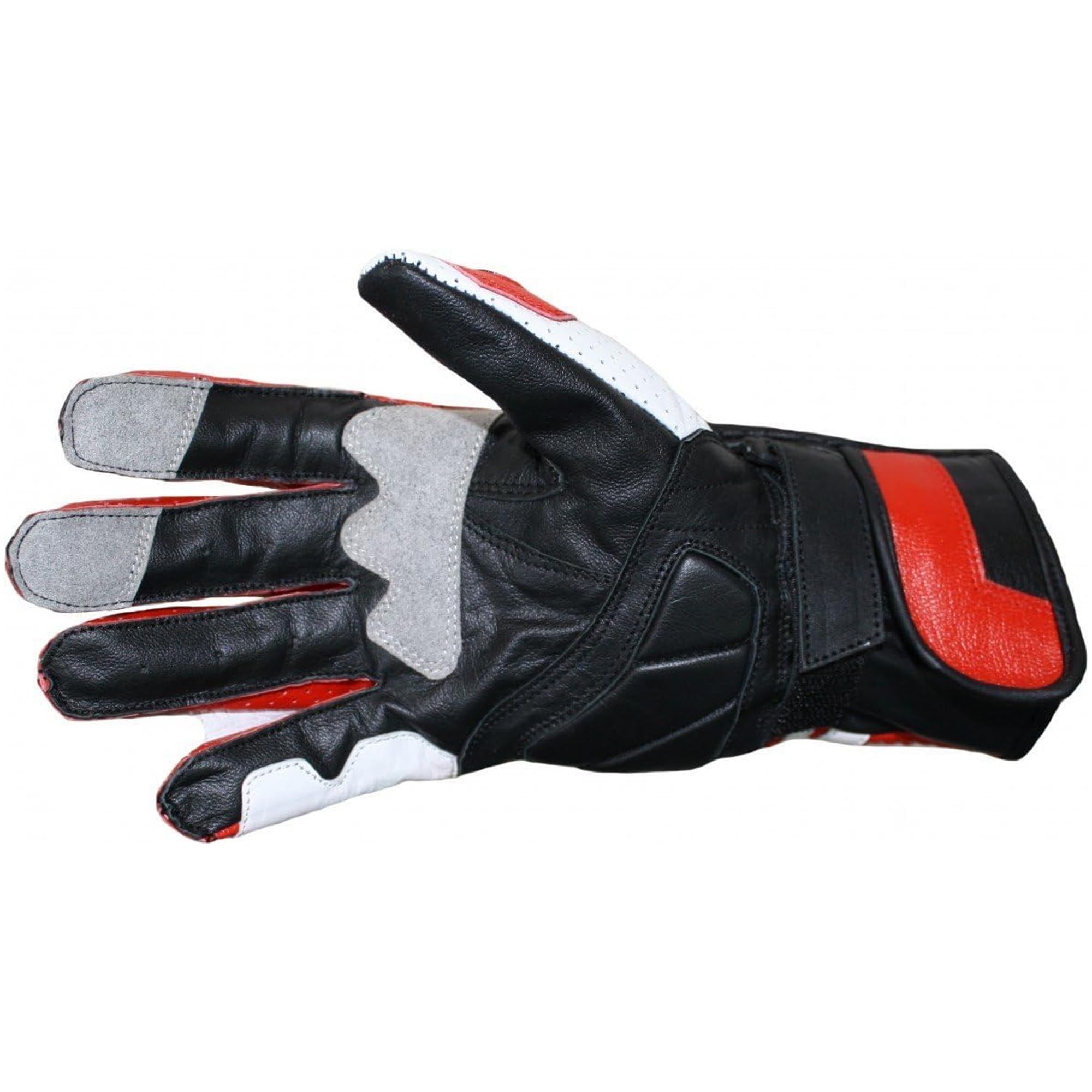 German Wear Motorradhandschuhe aus Kalbsleder, Biker Handschuhe mit Knöchelprotektor, Wildleder-Handfläche & verstellbarem Klettverschluss für Motorrad, Motocross & Outdoor