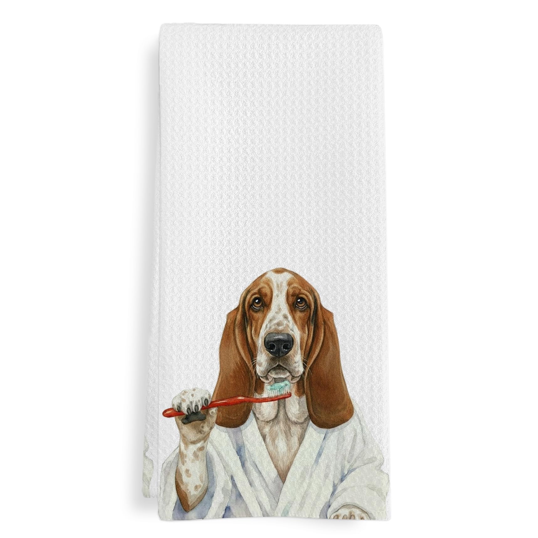 Funny Bassett Basset Hound Dog Bathroom Hand Towel, Bassett Basset Hound Dog Gifts Hand Towel for Bathroom Kitchen Washroom Decor, Funny Dogs Lover Gifts Dish Tea Towels, 16x24 Inch