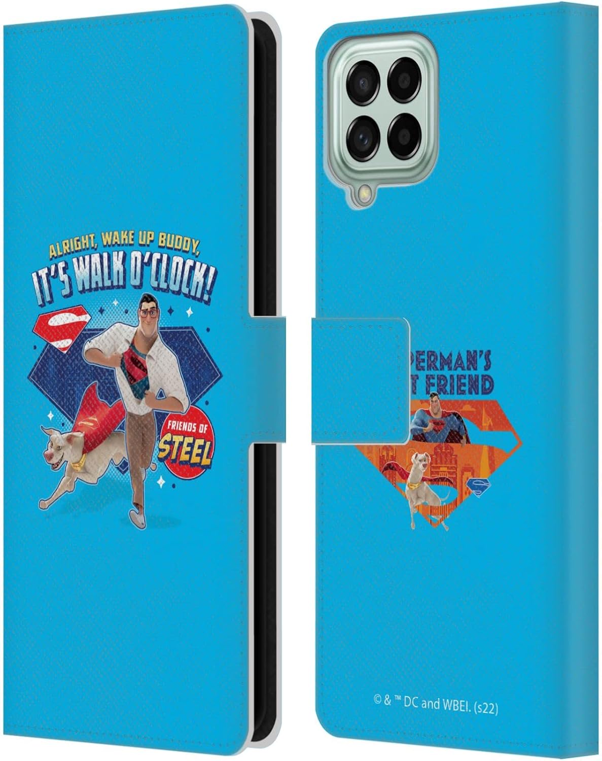 Head Case Designs Officially Licensed DC League of Super Pets It's Walk O' Clock Graphics Leather Wallet Case Compatible with Samsung Galaxy M53 (2022)