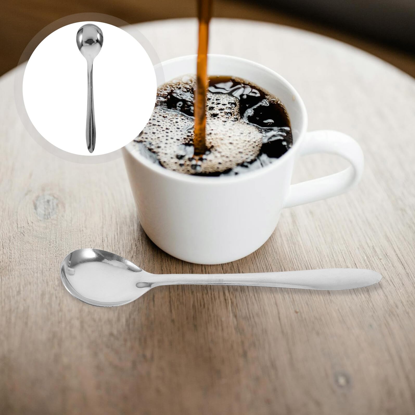 FRCOLOR 100 Stück Kleiner Kaffeelöffel aus Edelstahl Silber Spülmaschinenfest Vielseitiges Design für Kaffeezubehör und Espresso Portionierung