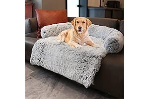 Large Silver-Gray Waterproof Calming Dog Bed with Soft Neck Bolster
