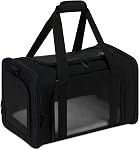 Transporteur de chats, Echohana Transporteurs Cat approuvés par la compagnie aérienne pour les chats moyens, Transporteur Cat Soft 2 Chats avec mise à niveau Zippers et bande réfléchissante, porte-animal collapsible adapté pour chiot et chaton, noir