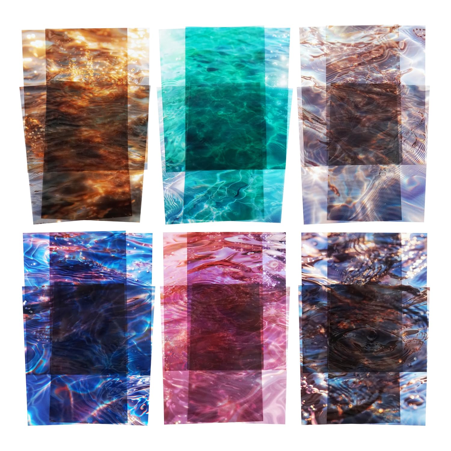 AuriicLeaf Wave PET Scrapbook Stickers Set, 60PCS Ocean Ephemera for Scrapbooking, Junk Journaling, Crafting, DIY Projects, Diaries, and Art Supplies