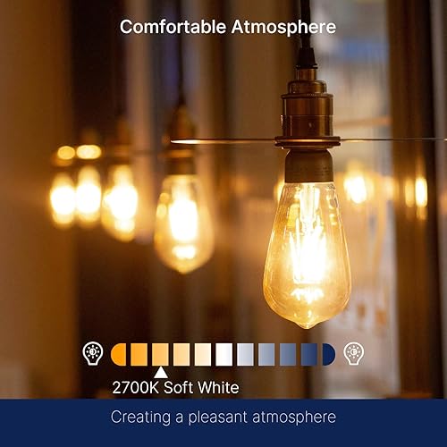 Miniatura 6 de FLSNT Bombillas LED Edison de 7 W, equivalente a 60 W, CRI alto 90+, blanco suave de 2700 K, bombillas LED vintage ST19, 800 LM, base E26,